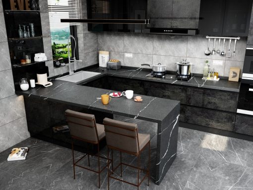 Premium Black Quartz custom kitchen design toronto